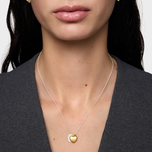 Dwukolorowy Naszyjnik z podw&oacute;jnym sercem 11 mm TOUS Flechazo