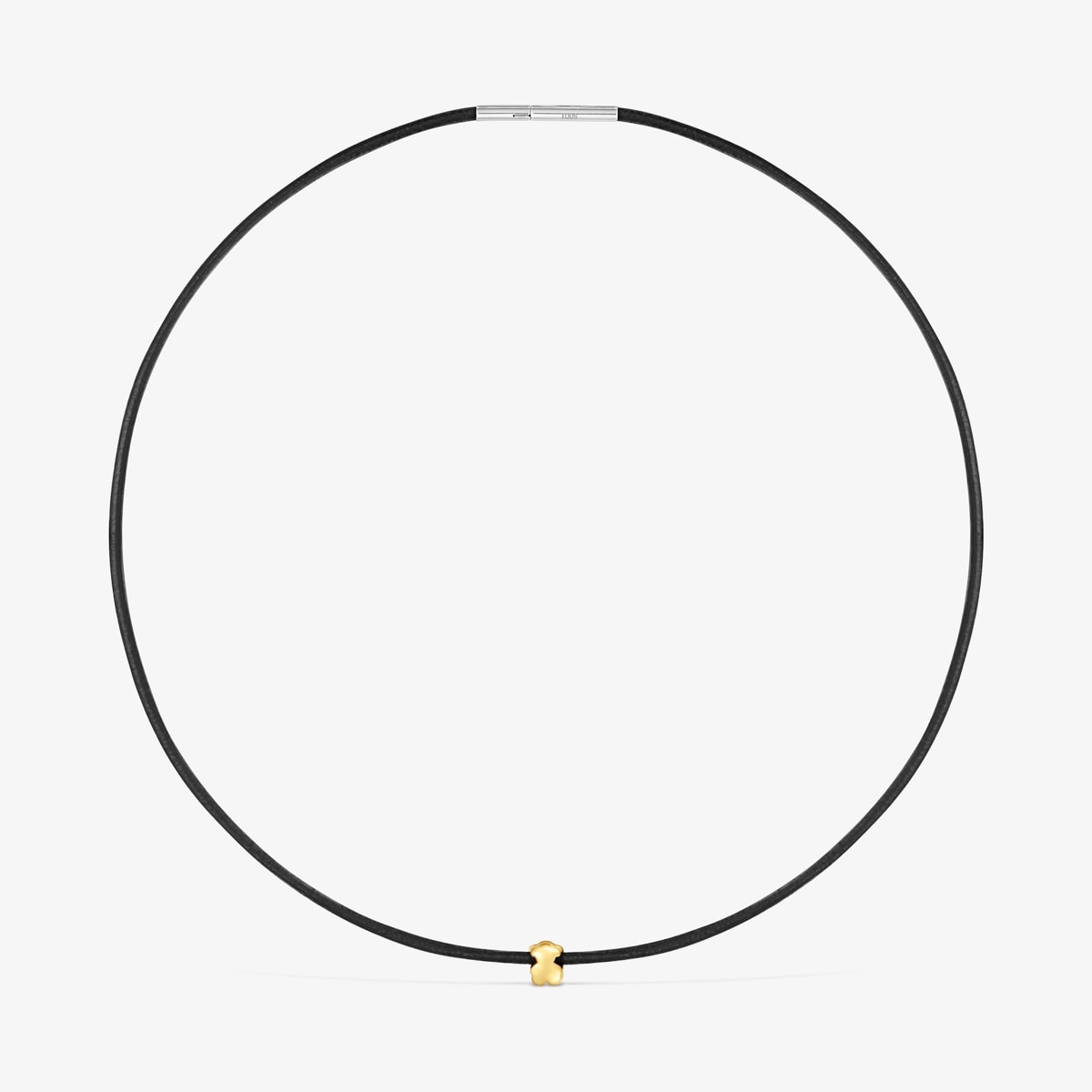 Tous - Collar Oso De Oro 14 Kt Y Caucho Bold Motif - Negro