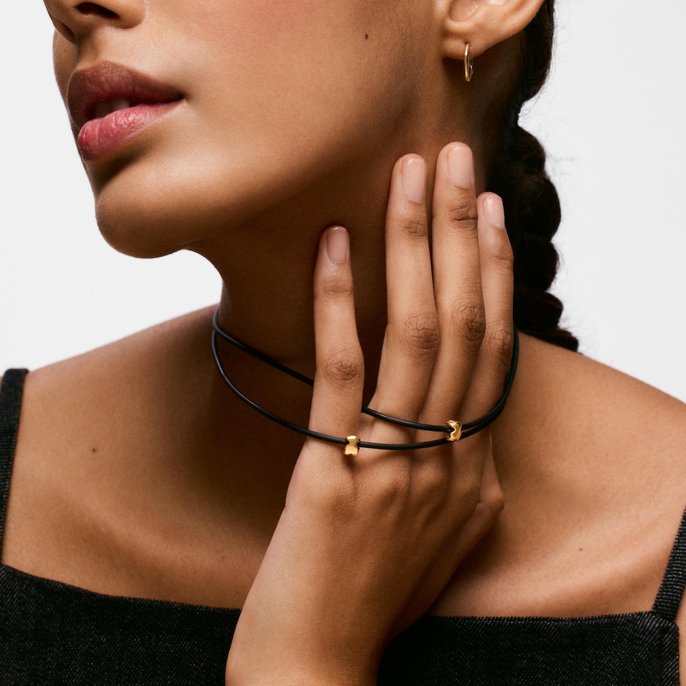 Collar oso de oro 14 kt y caucho Bold Motif