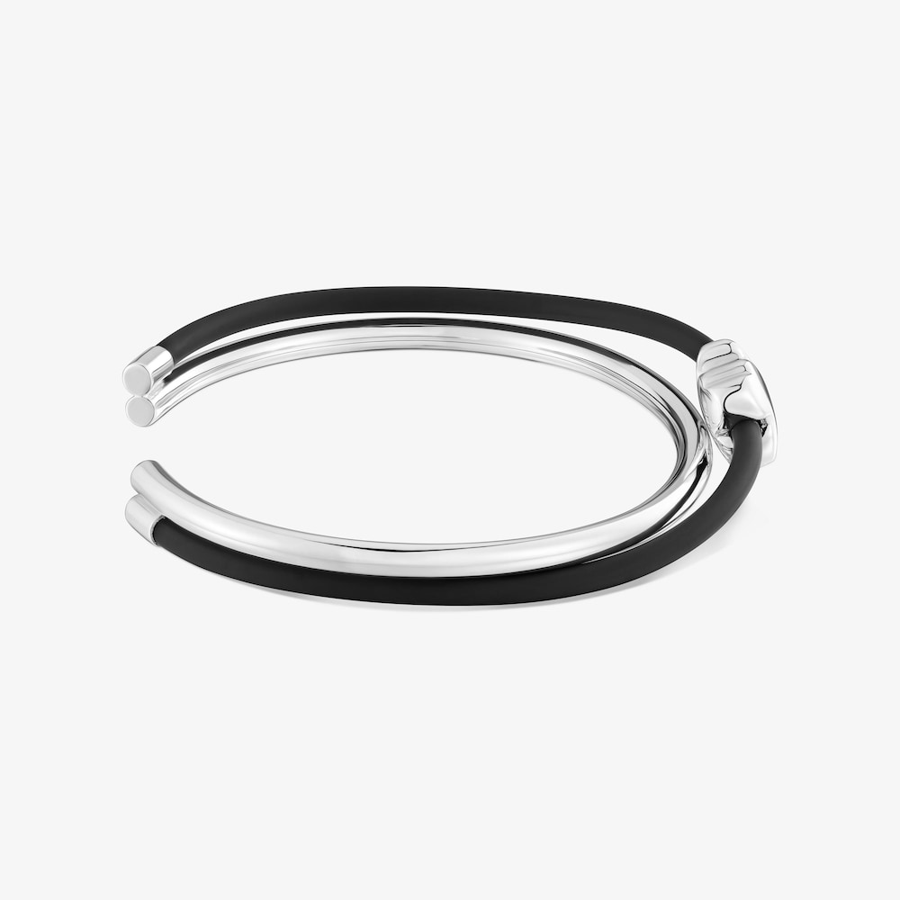 Pulsera esclava oso de plata y caucho Bold Motif