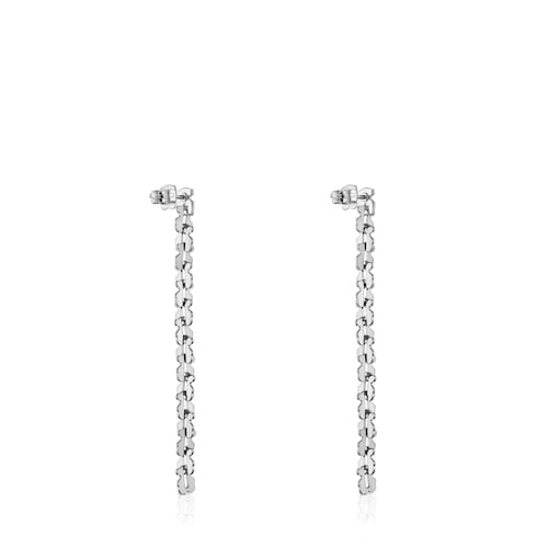 Aretes largos de acero con motivos oso Carrusel