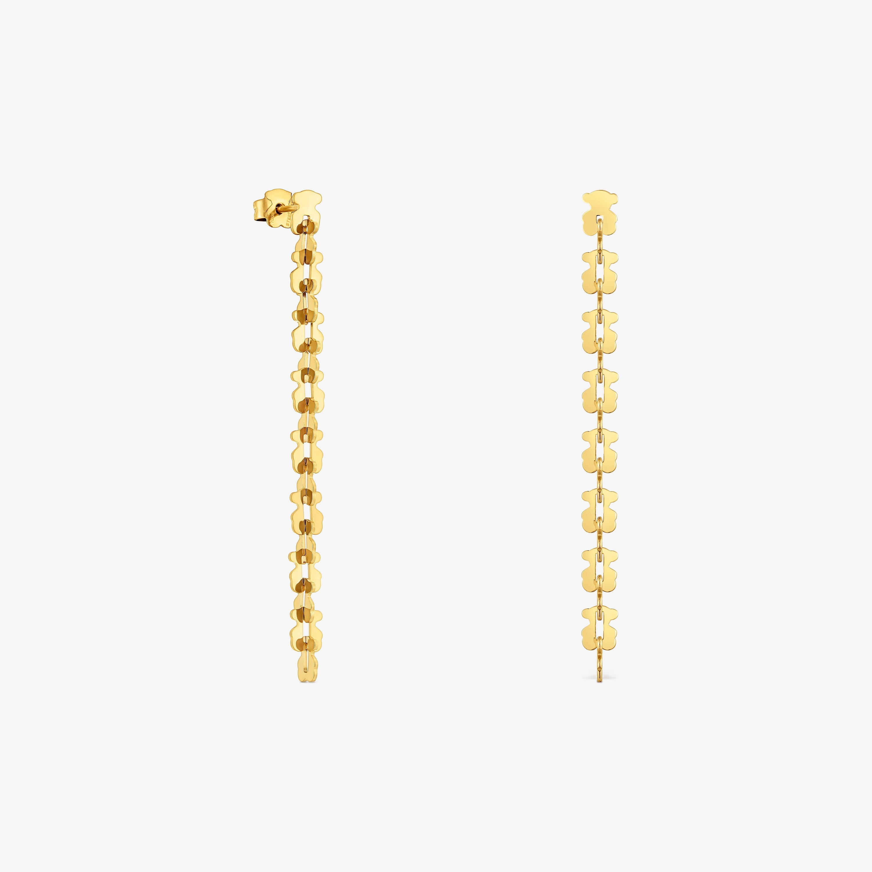 Long gold-colored steel Earrings with bear motifs TOUS Carrusel