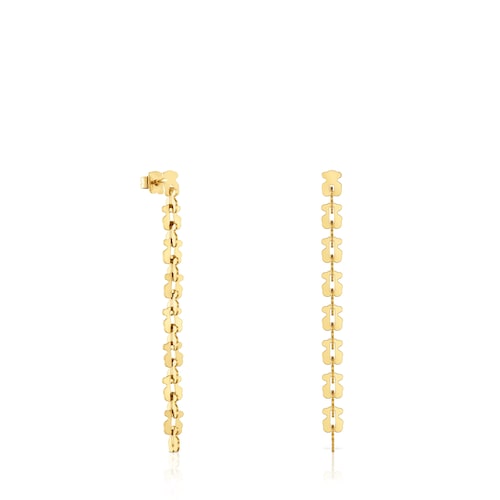 Aretes largos de acero en color dorado con motivos oso Carrusel