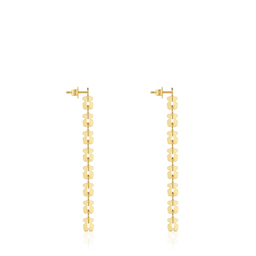 Aretes largos de acero en color dorado con motivos oso Carrusel
