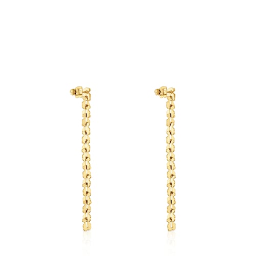 Aretes largos de acero en color dorado con motivos oso Carrusel