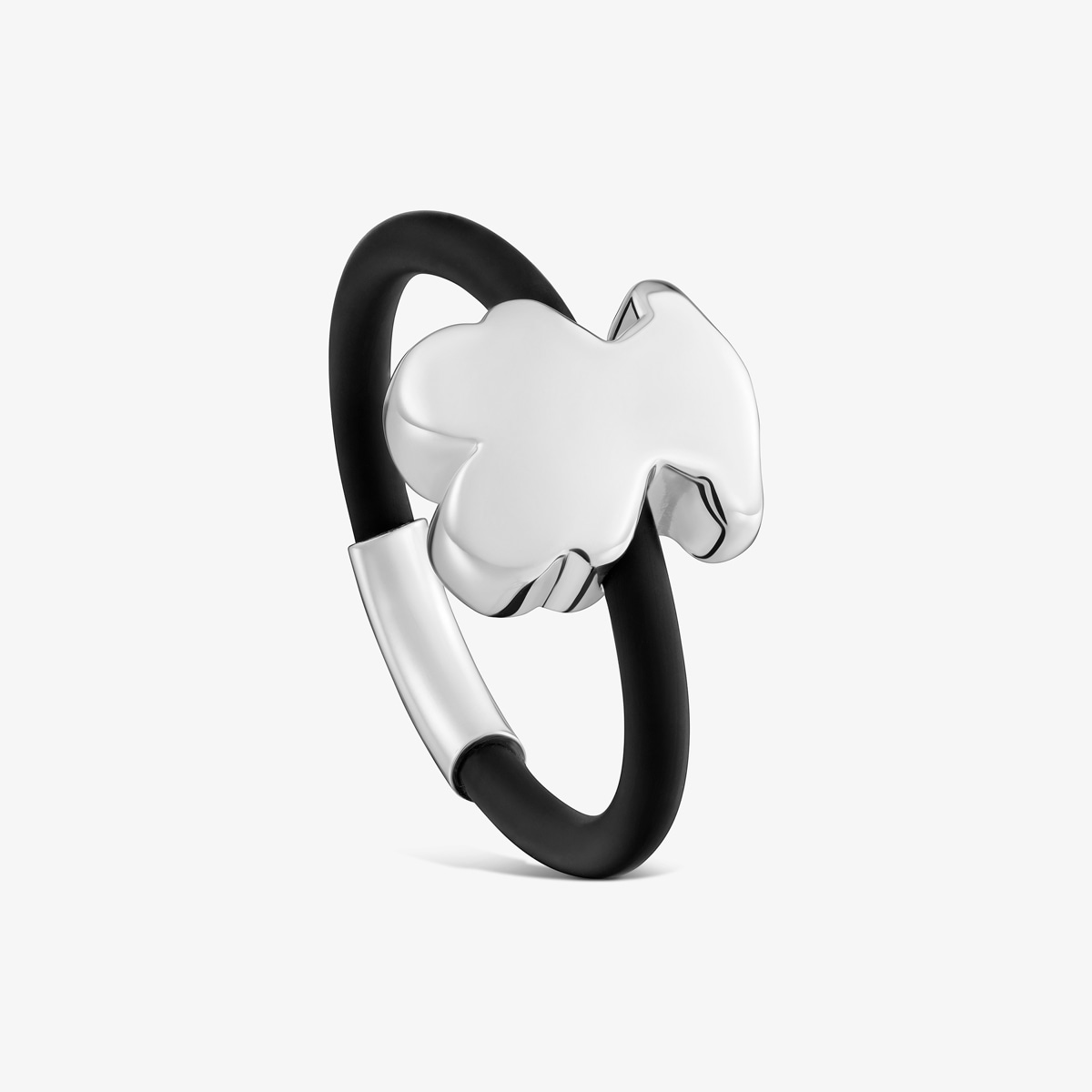 Tous - Anillo Oso De Plata Y Caucho Bold Motif Talla 10