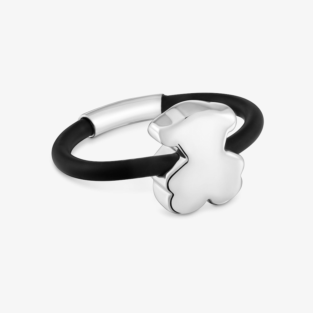 Silver and rubber bear Ring TOUS Bold Motif