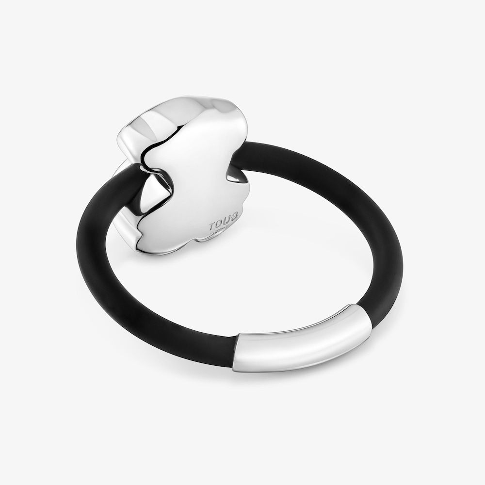 Silver and rubber bear Ring TOUS Bold Motif
