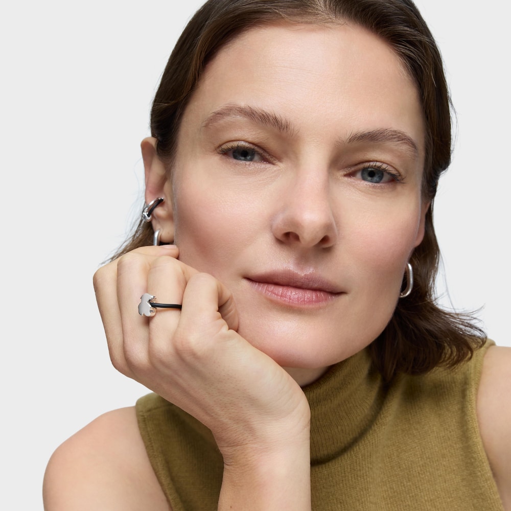 Silver and rubber bear Ring TOUS Bold Motif