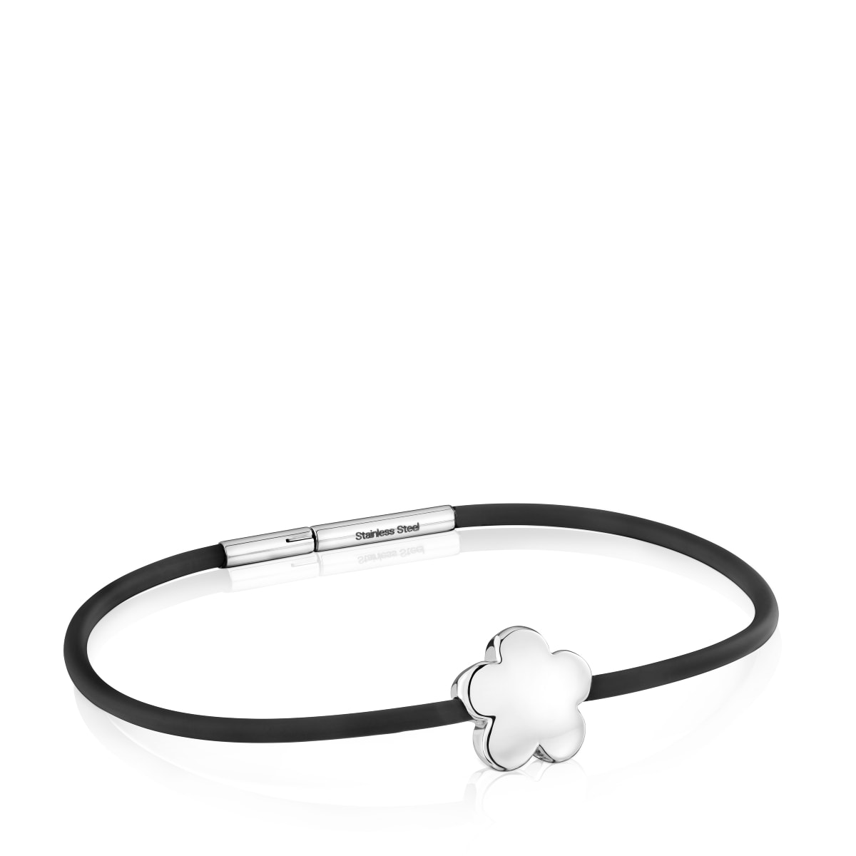Tous - Pulsera Flor De Plata Y Caucho 12 Mm Bold Motif - Negro
