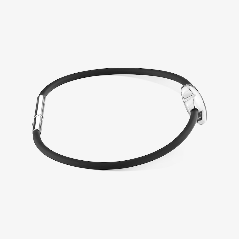 Pulsera flor de plata y caucho 12 mm Bold Motif