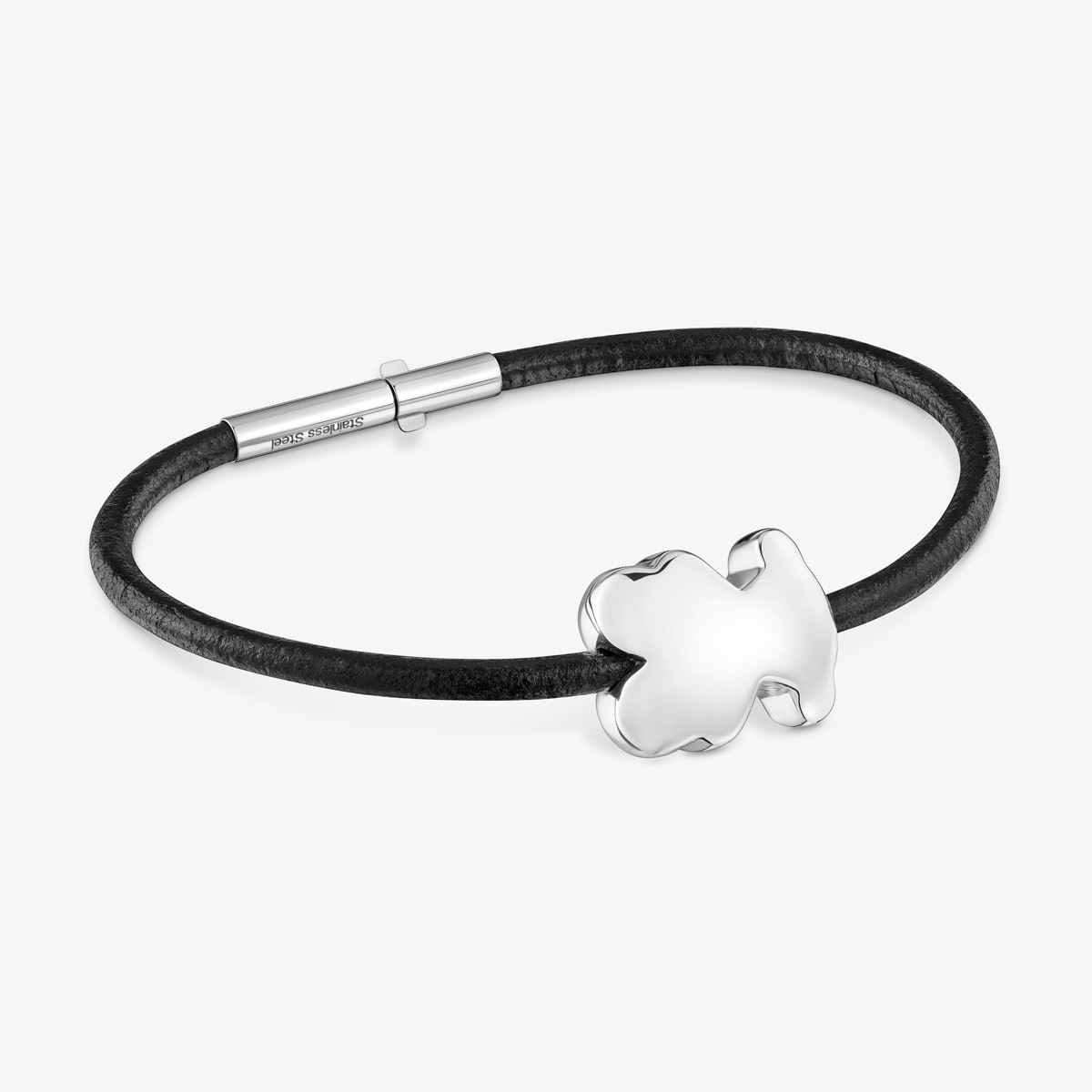 Tous - Pulsera Oso De Plata Y Caucho 18 Mm Bold Motif - Negro