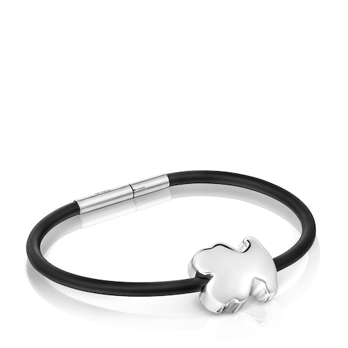 18&nbsp;mm silver and rubber bear Bracelet TOUS Bold Motif