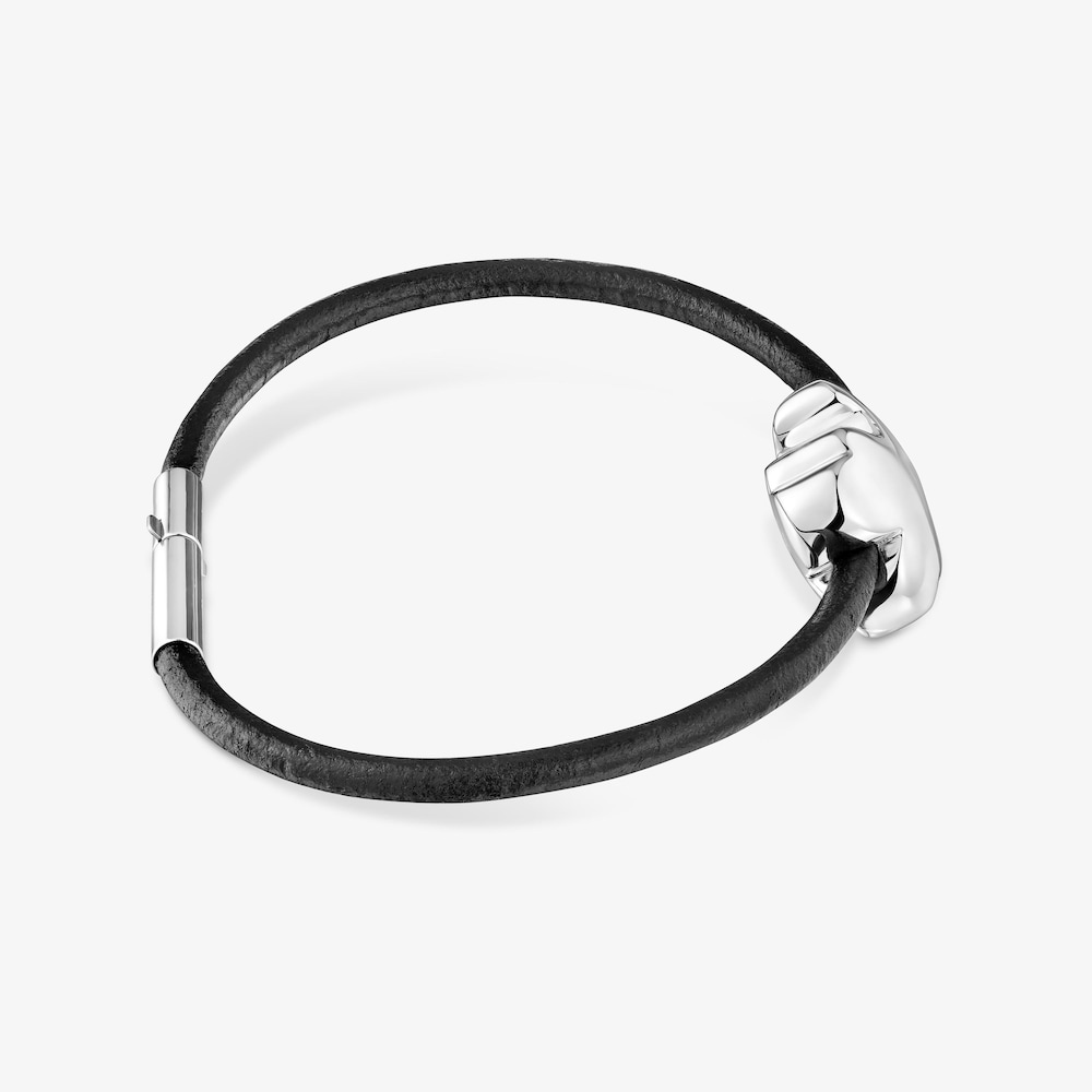 Pulsera oso de plata y caucho 18 mm Bold Motif