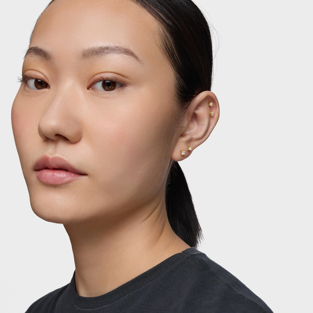 Pendiente individual de oro 14 kt y diamante creado en laboratorio 0,16 ct Shine LGD