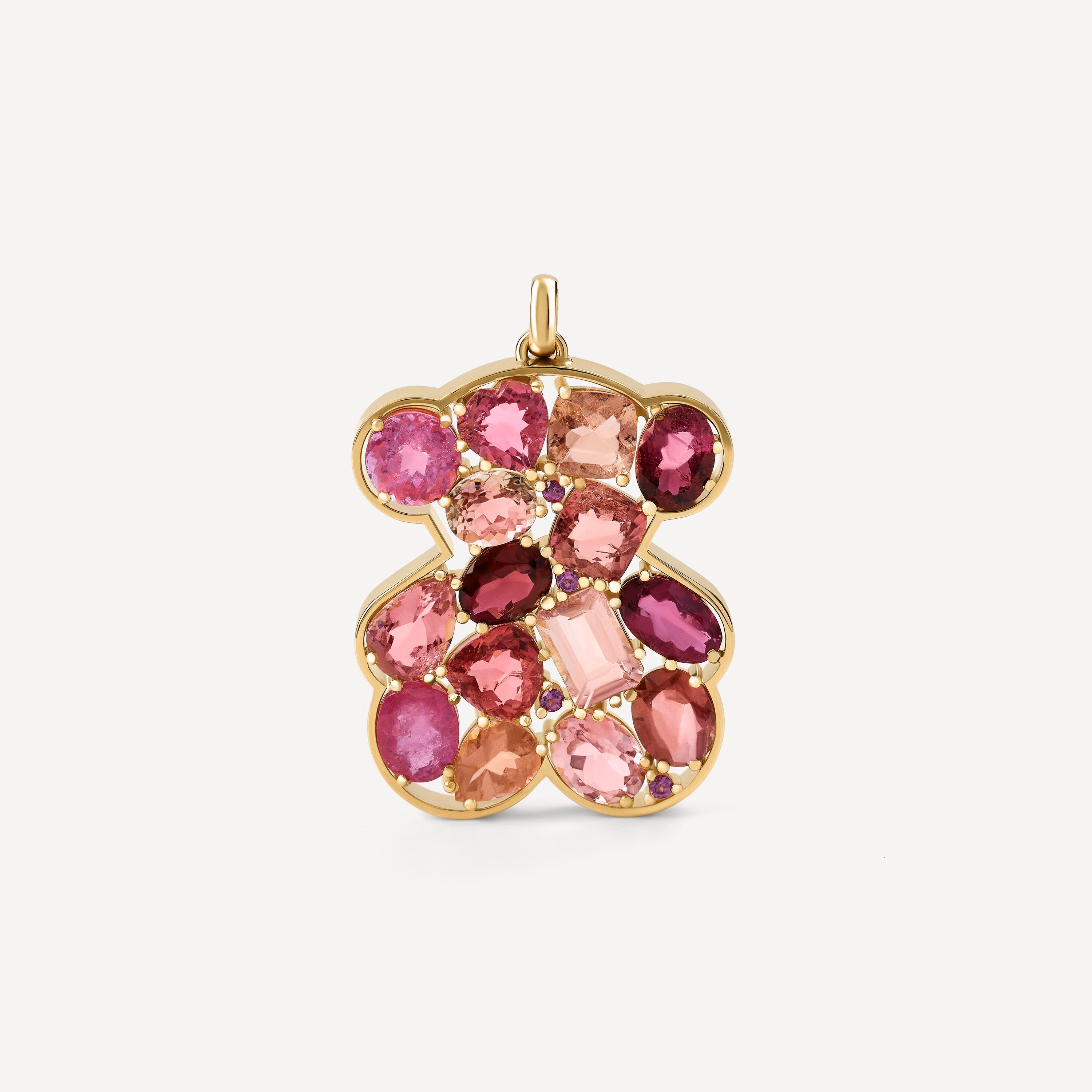 Gold bear Pendant with tourmaline and rhodolite TOUS ATELIER