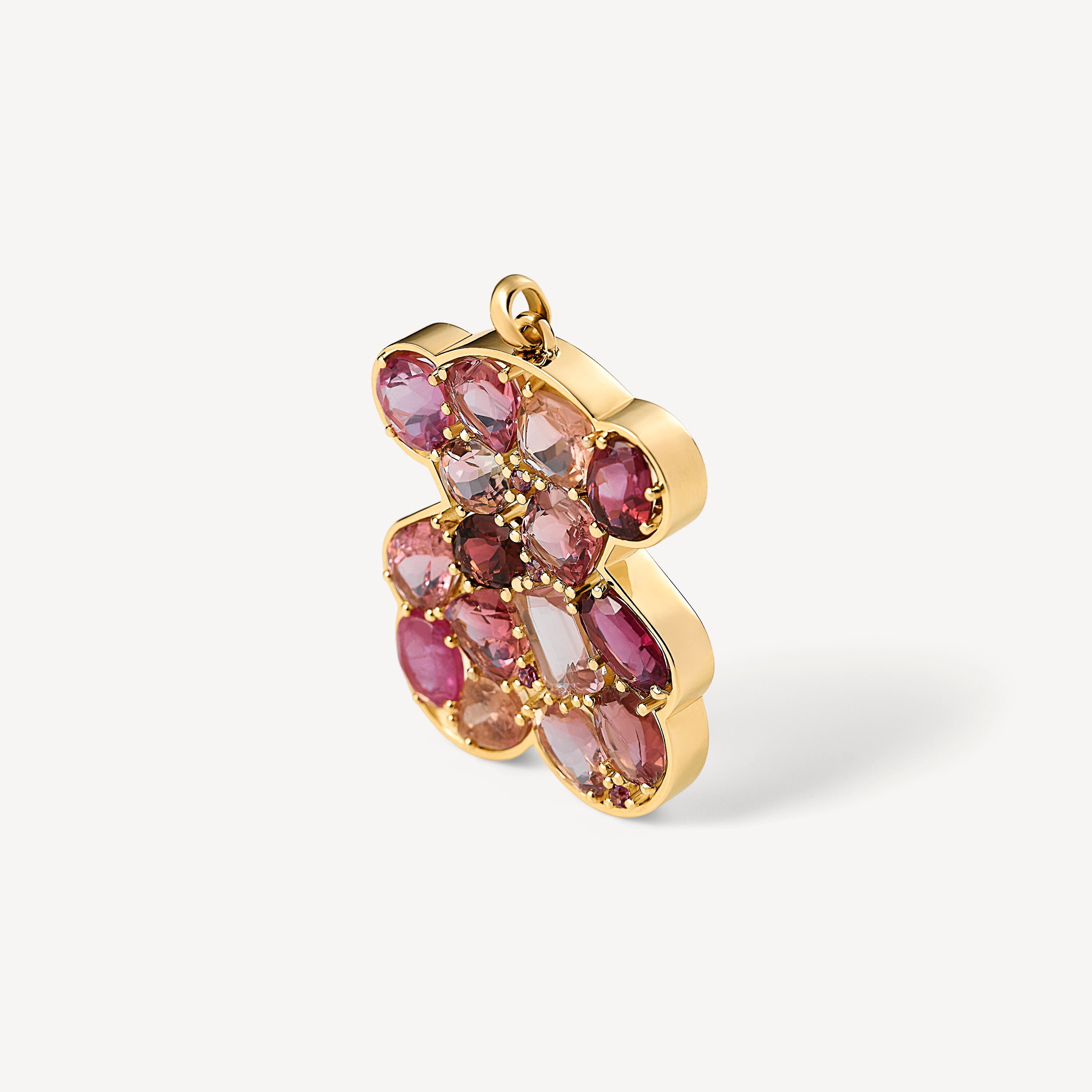 Gold bear Pendant with tourmaline and rhodolite TOUS ATELIER