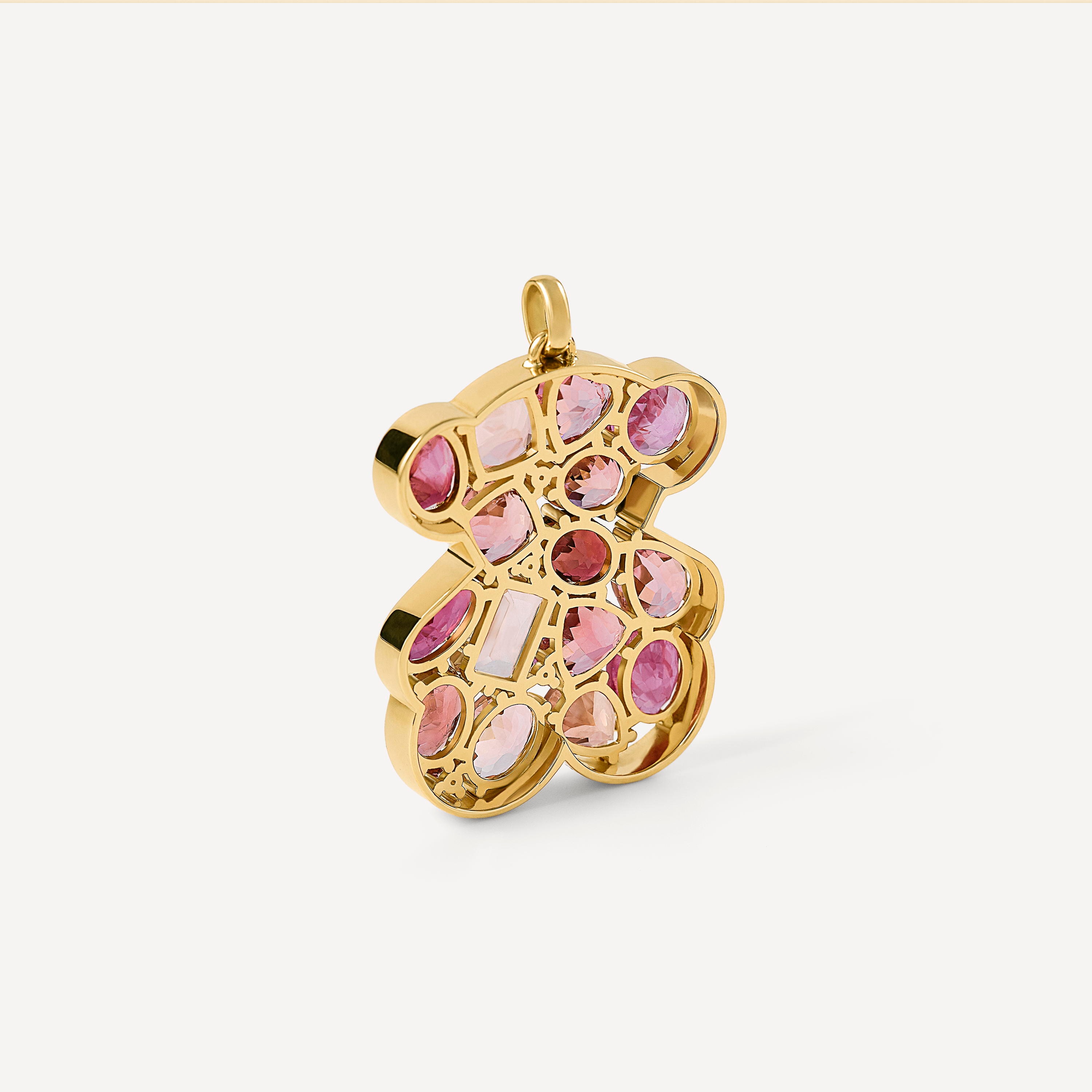 Gold bear Pendant with tourmaline and rhodolite TOUS ATELIER