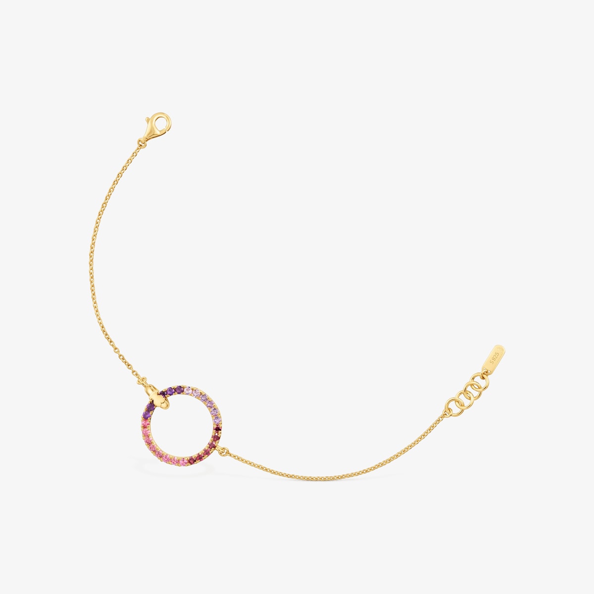 Tous - Pulsera Cadena Con Baño De Oro 18 Kt Sobre Plata Y Gemas Straight - Lila