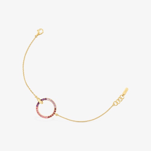 Pulsera cadena con ba&ntilde;o de oro 18 kt sobre plata y gemas Straight