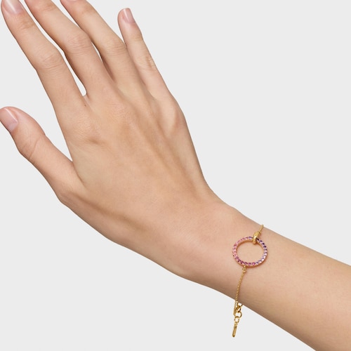 Pulsera cadena con ba&ntilde;o de oro 18 kt sobre plata y gemas Straight