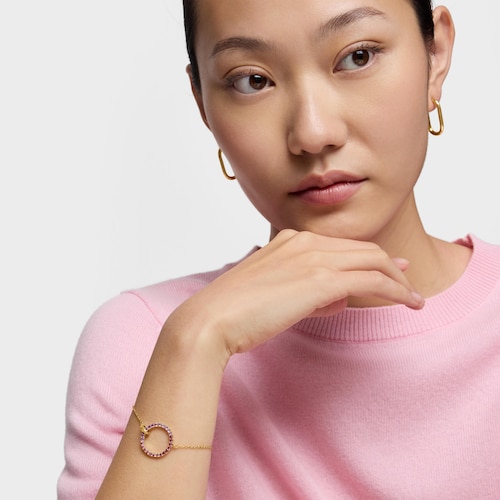 Pulsera cadena con ba&ntilde;o de oro 18 kt sobre plata y gemas Straight