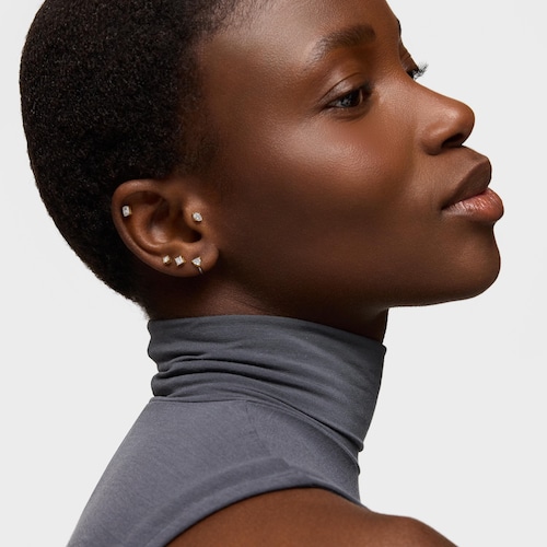 Pendiente individual aro de oro 14 kt y diamante creado en laboratorio 0,14 ct Shine LGD