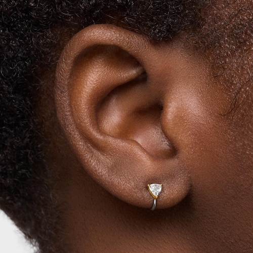 Pendiente individual aro de oro 14 kt y diamante creado en laboratorio 0,14 ct Shine LGD