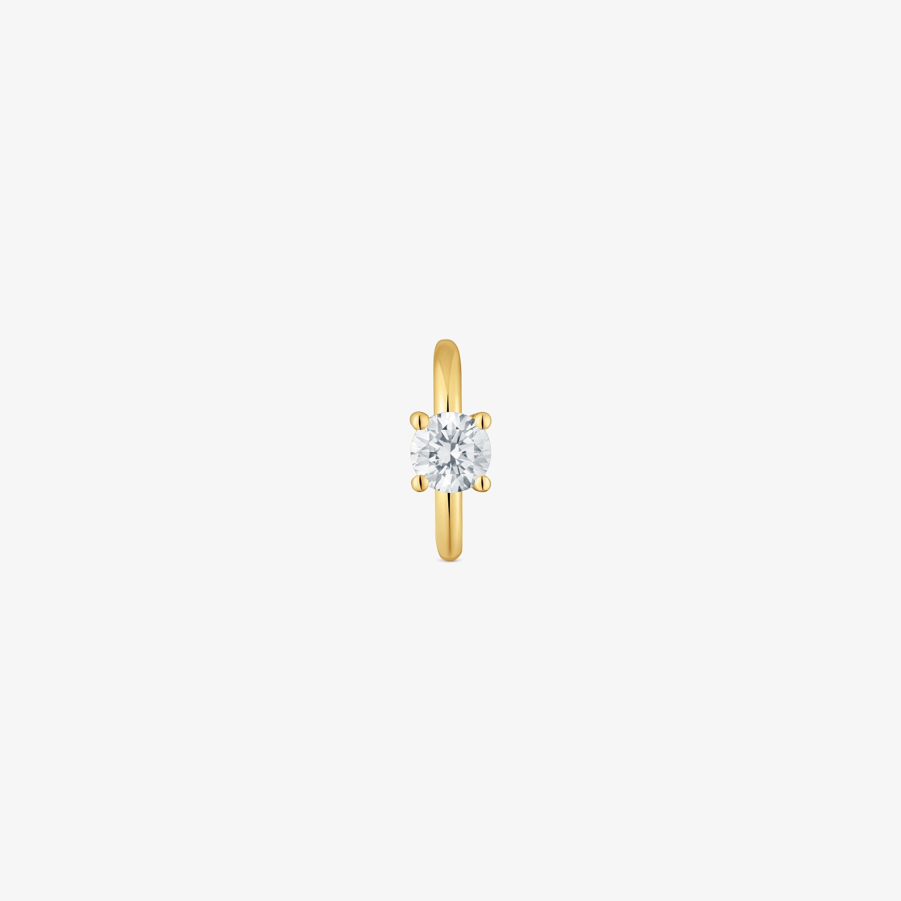 Single 14K solid gold Hoop earring with 0.10ct lab-grown diamond TOUS Shine LGD