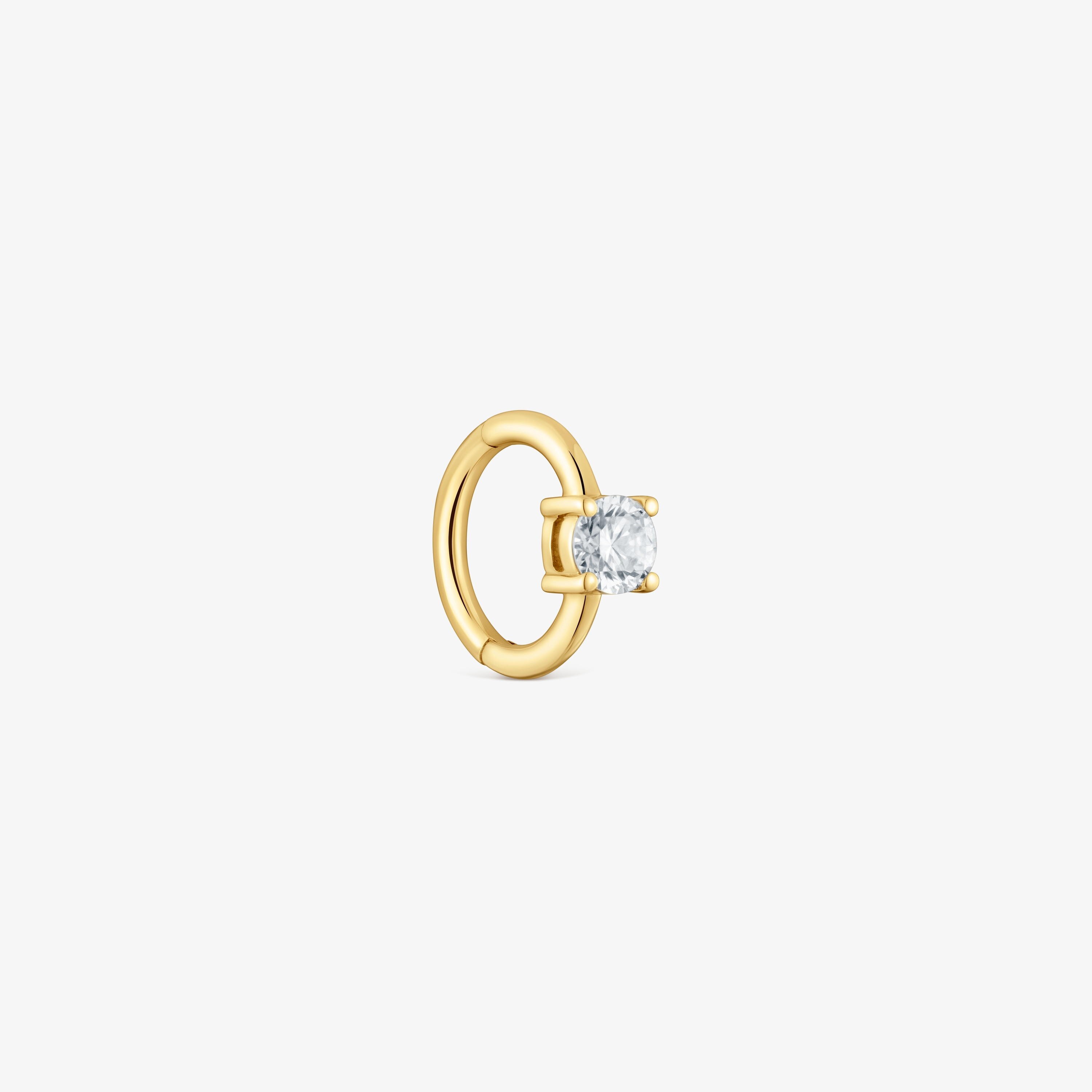Single 14K solid gold Hoop earring with 0.10ct lab-grown diamond TOUS Shine LGD