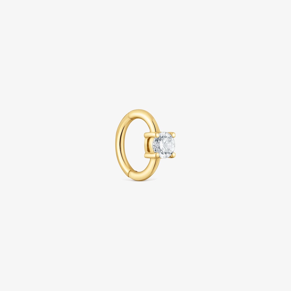 Single 14K solid gold Hoop earring with 0.10ct lab-grown diamond TOUS Shine LGD