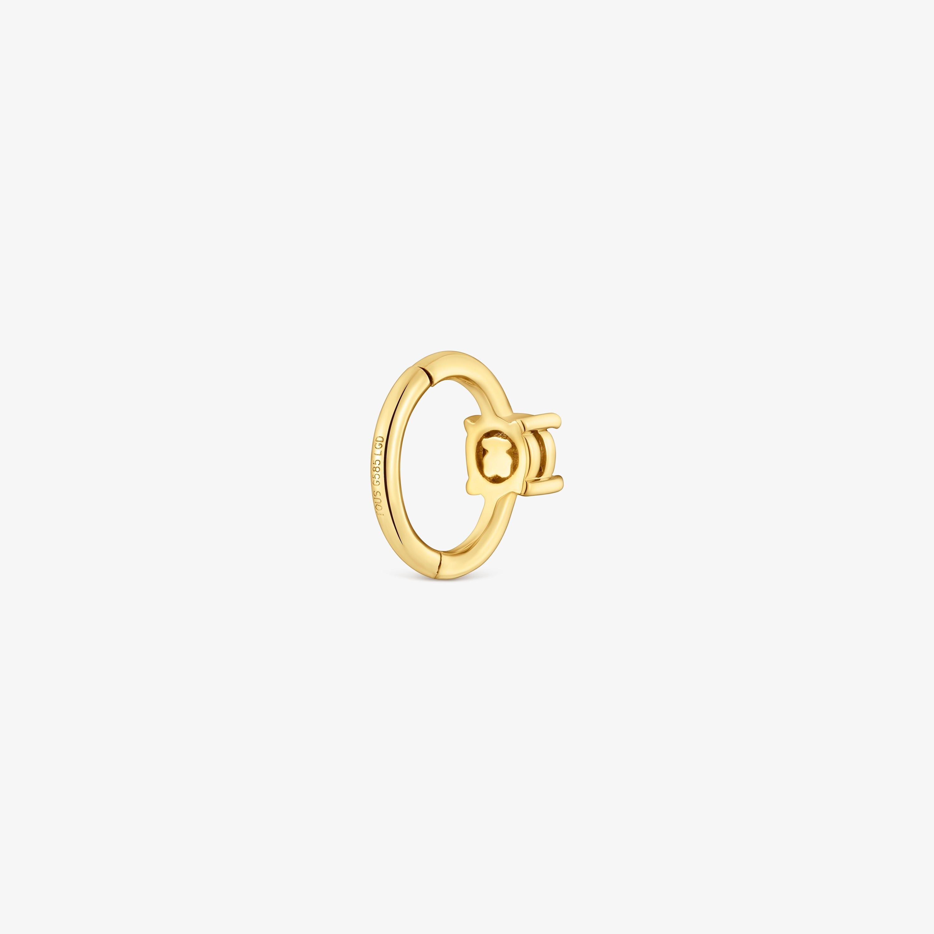 Single 14K solid gold Hoop earring with 0.10ct lab-grown diamond TOUS Shine LGD