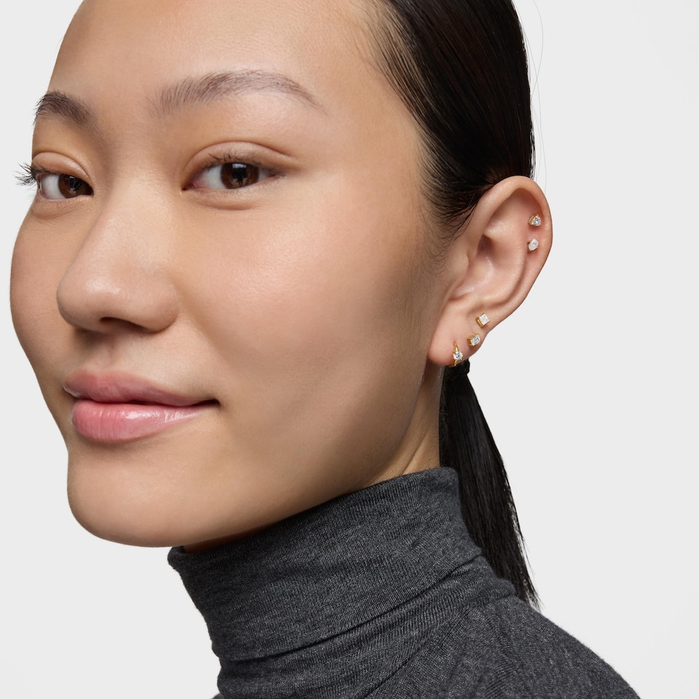 Single 14K solid gold Hoop earring with 0.10ct lab-grown diamond TOUS Shine LGD