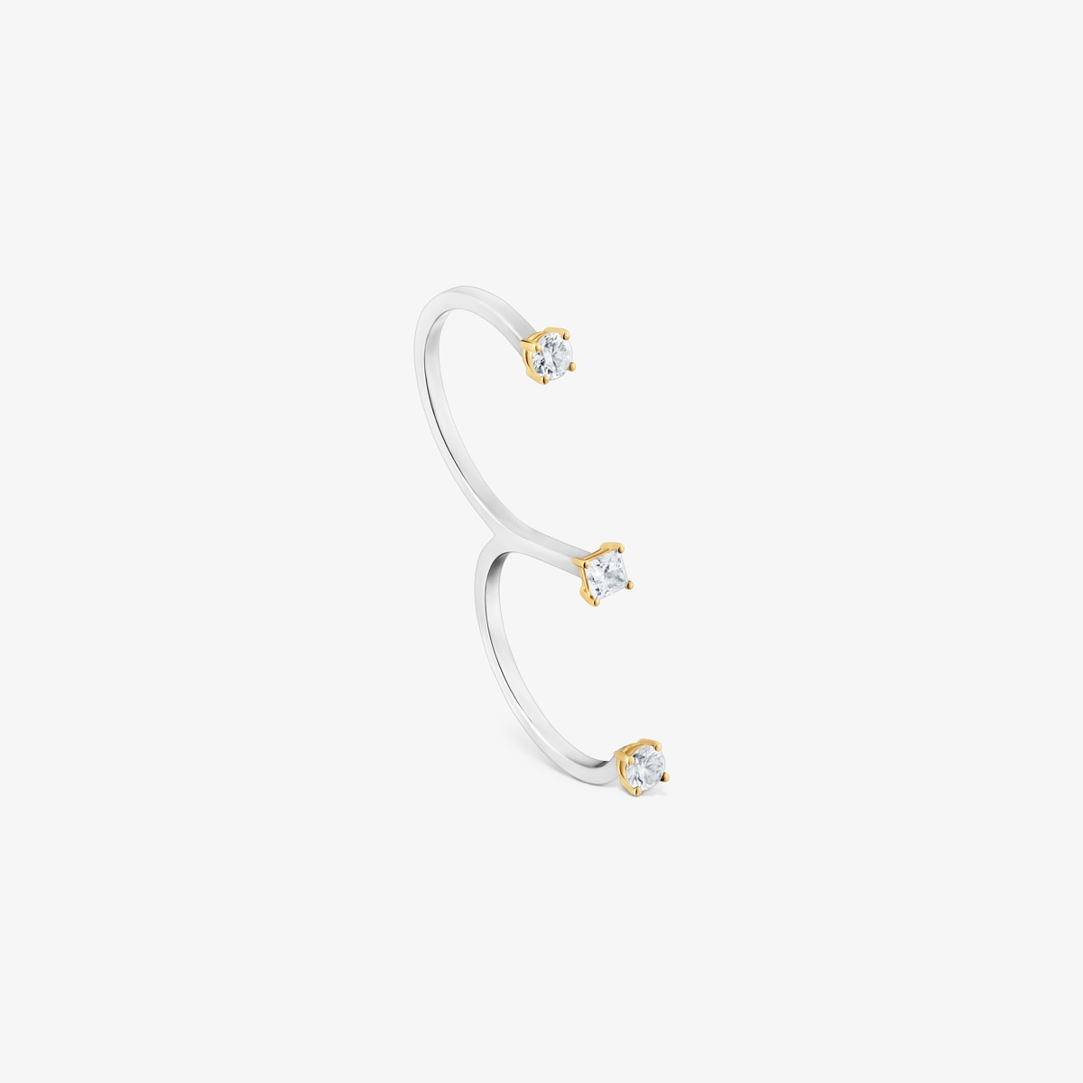 Tous - Anillo Abierto Doble De Oro 14 Kt Y Diamantes Creados En Laboratorio 0,44 Ct Shine Lgd Talla 13