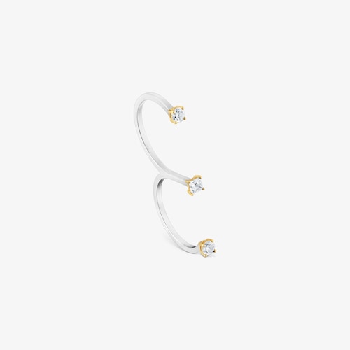 Anillo abierto doble de oro 14 kt y diamantes creados en laboratorio 0,44 ct Shine LGD