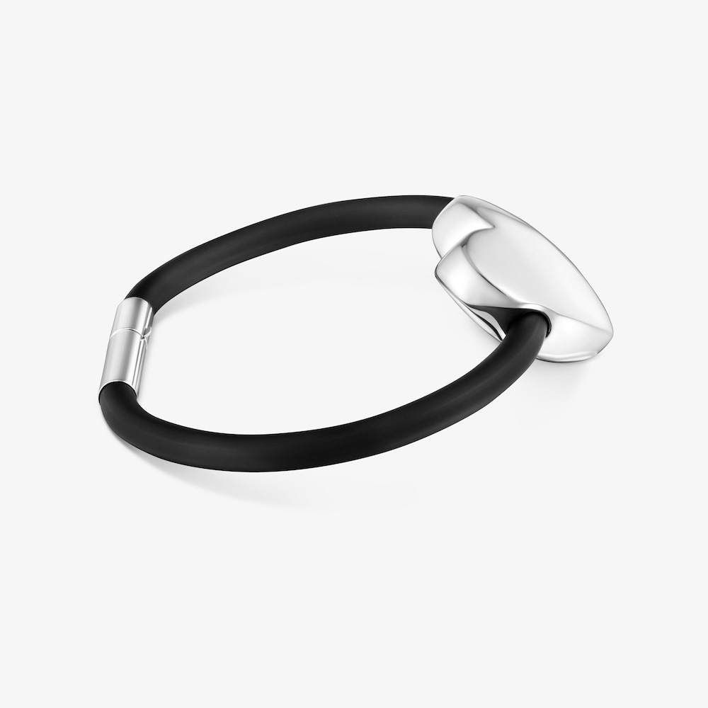 Pulsera coraz&oacute;n de plata y caucho 24 mm Bold Motif