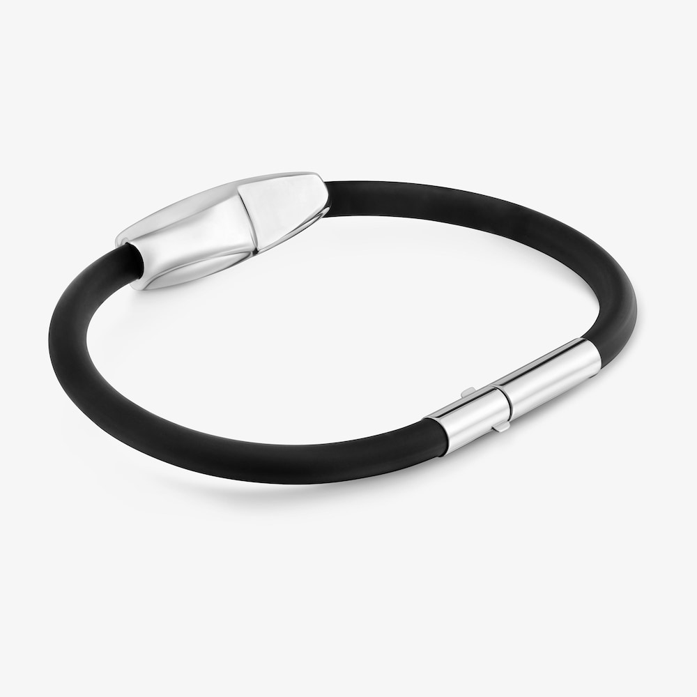 Pulsera coraz&oacute;n de plata y caucho 24 mm Bold Motif