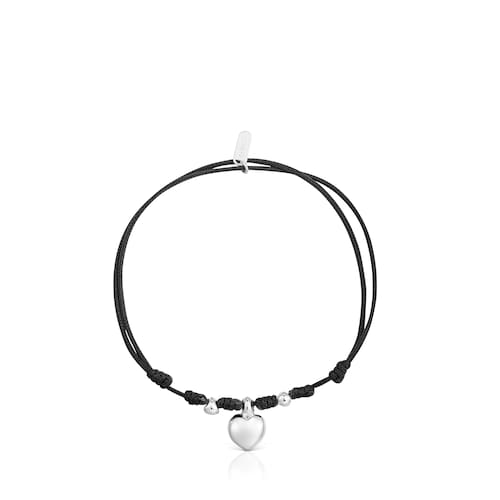 Bracciale in argento e nylon nero TOUS Flechazo