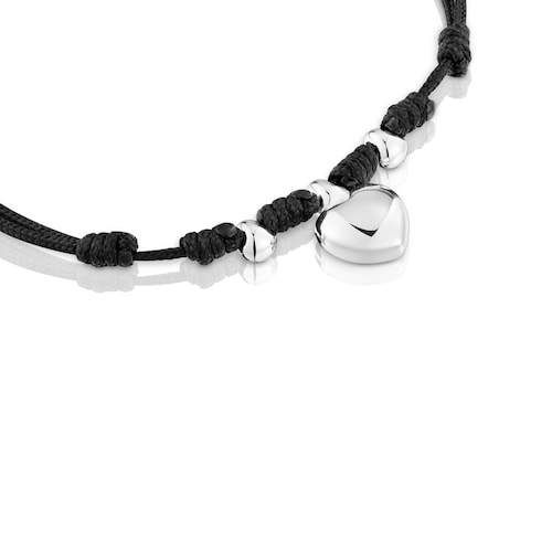 Bracciale in argento e nylon nero TOUS Flechazo
