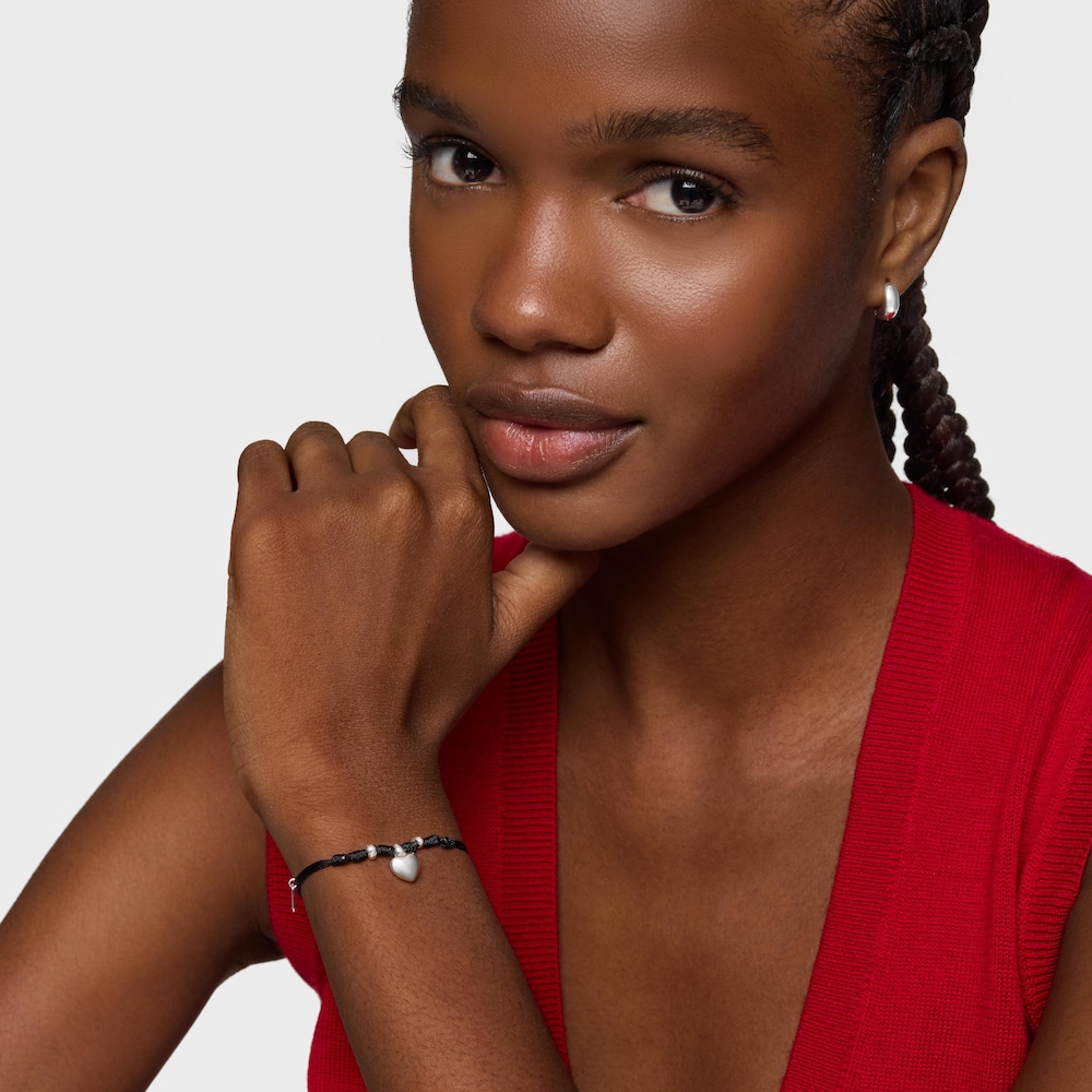 Bracelet en argent et nylon noir TOUS Flechazo