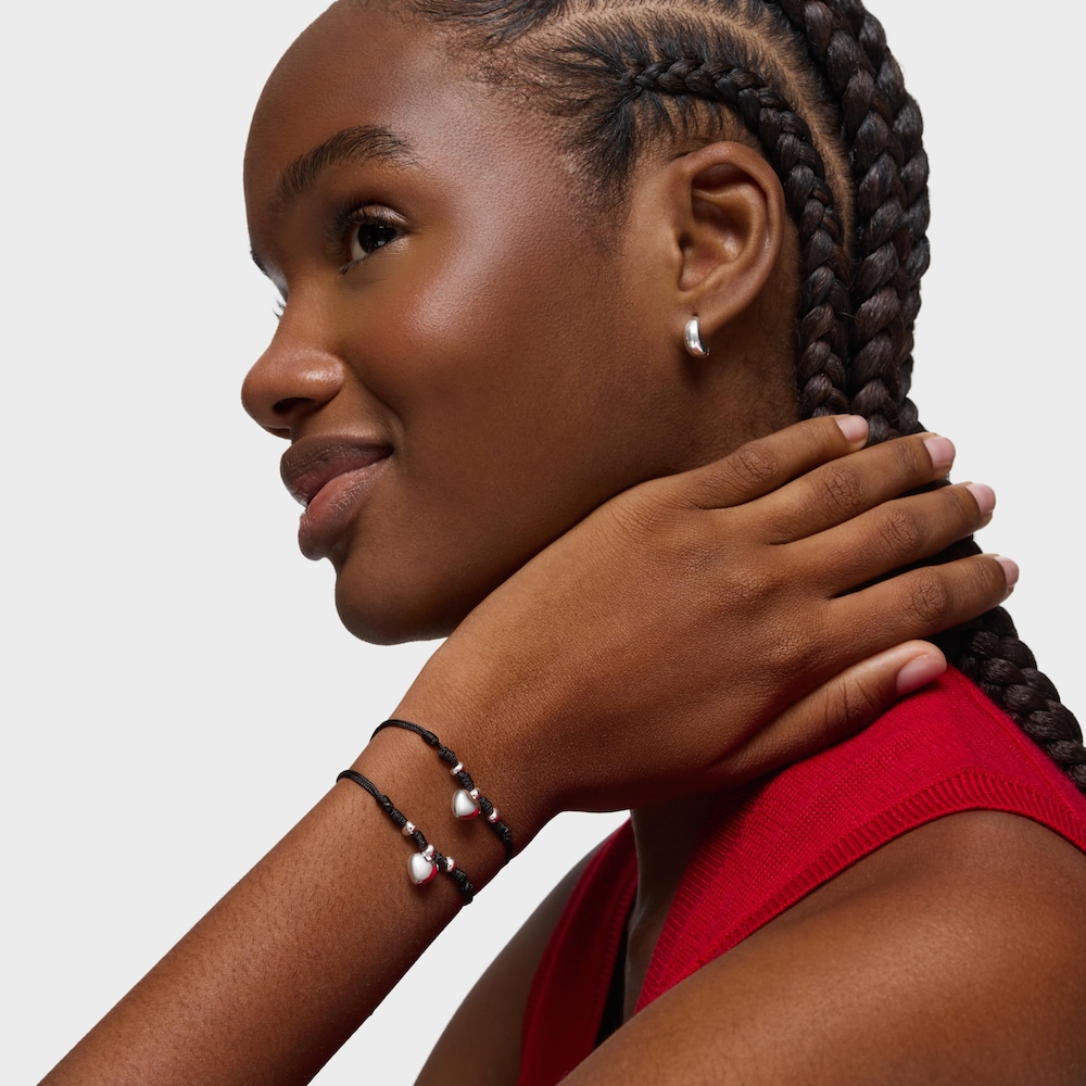 Bracelet en argent et nylon noir TOUS Flechazo