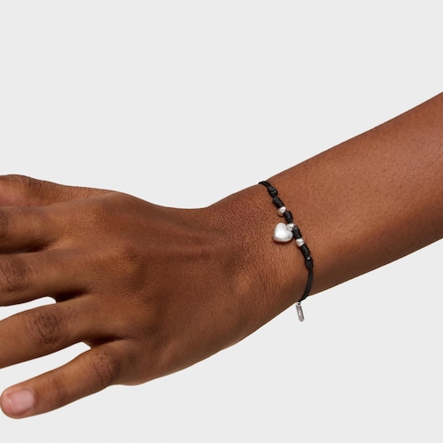 Bracciale in argento e nylon nero TOUS Flechazo