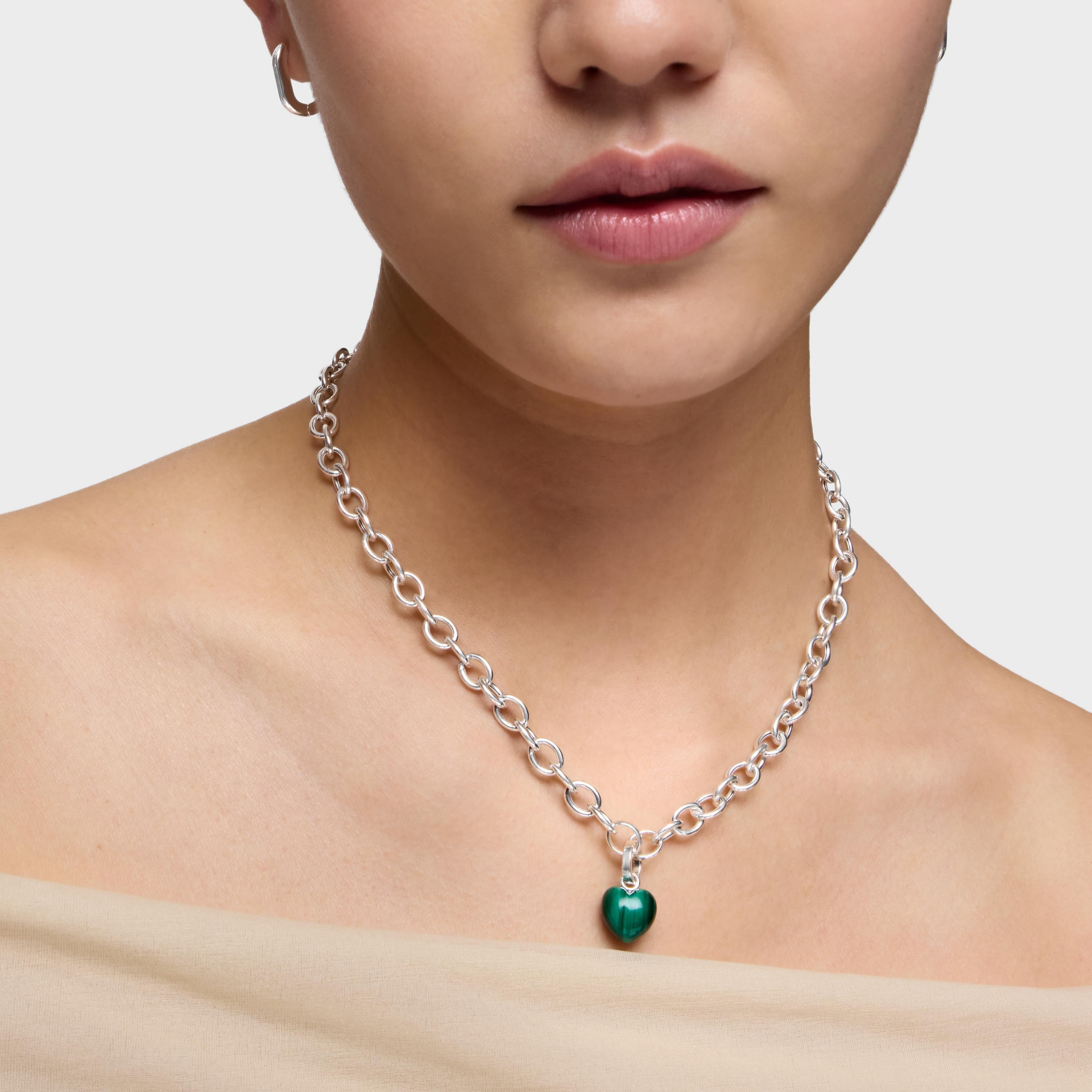Silver Pendant with malachite TOUS Flechazo
