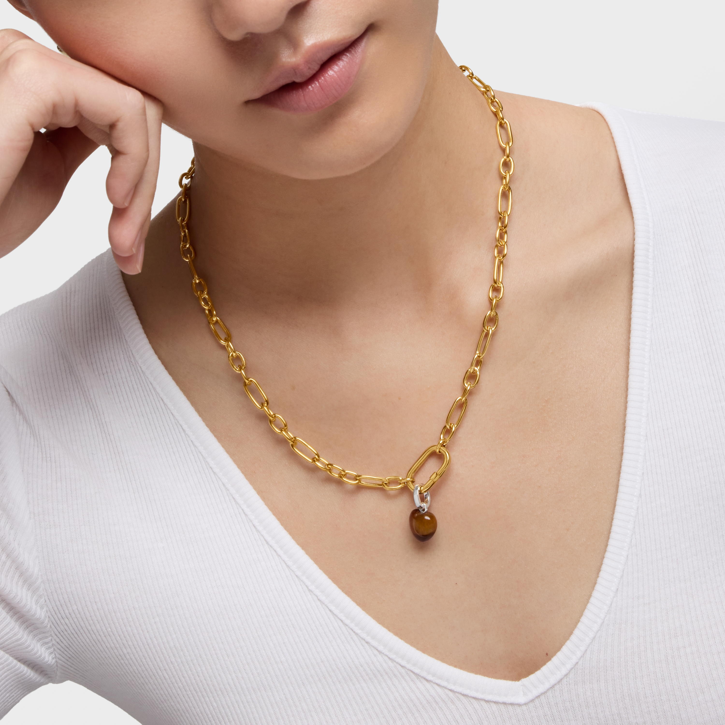 Silver Pendant with tiger’s eye TOUS Flechazo