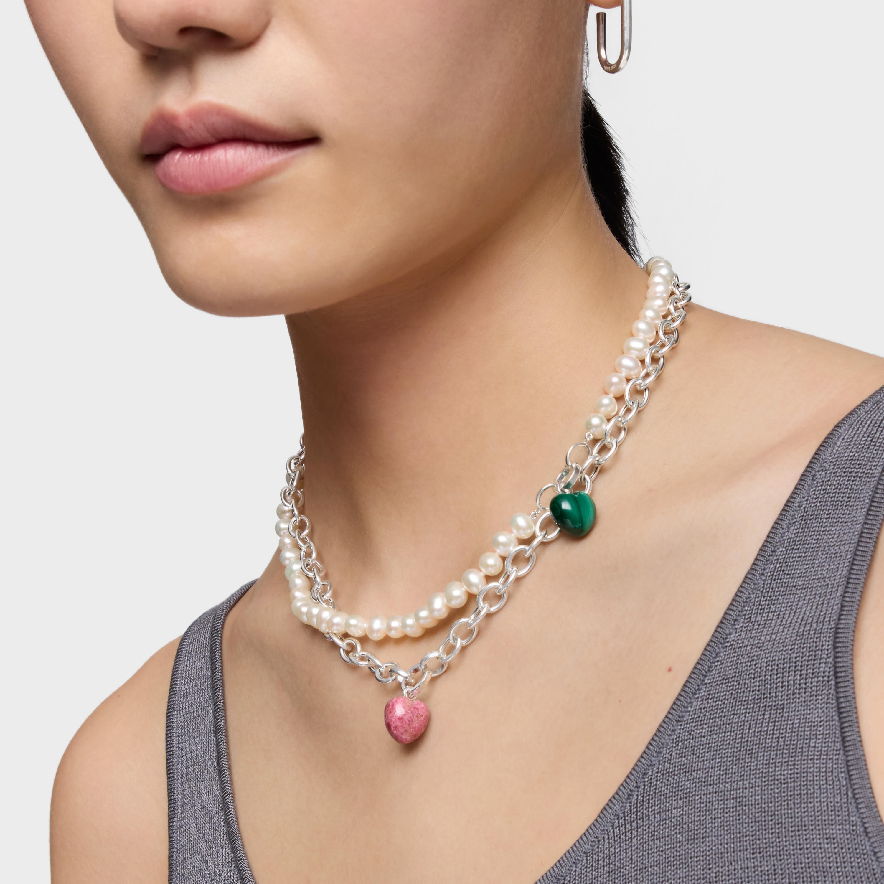 Silver Pendant with rhodonite TOUS Flechazo