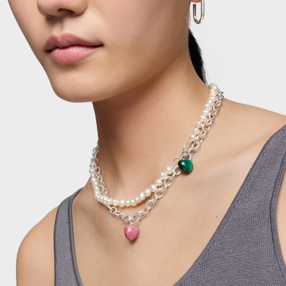 Pendentif en argent et rhodonite TOUS Flechazo