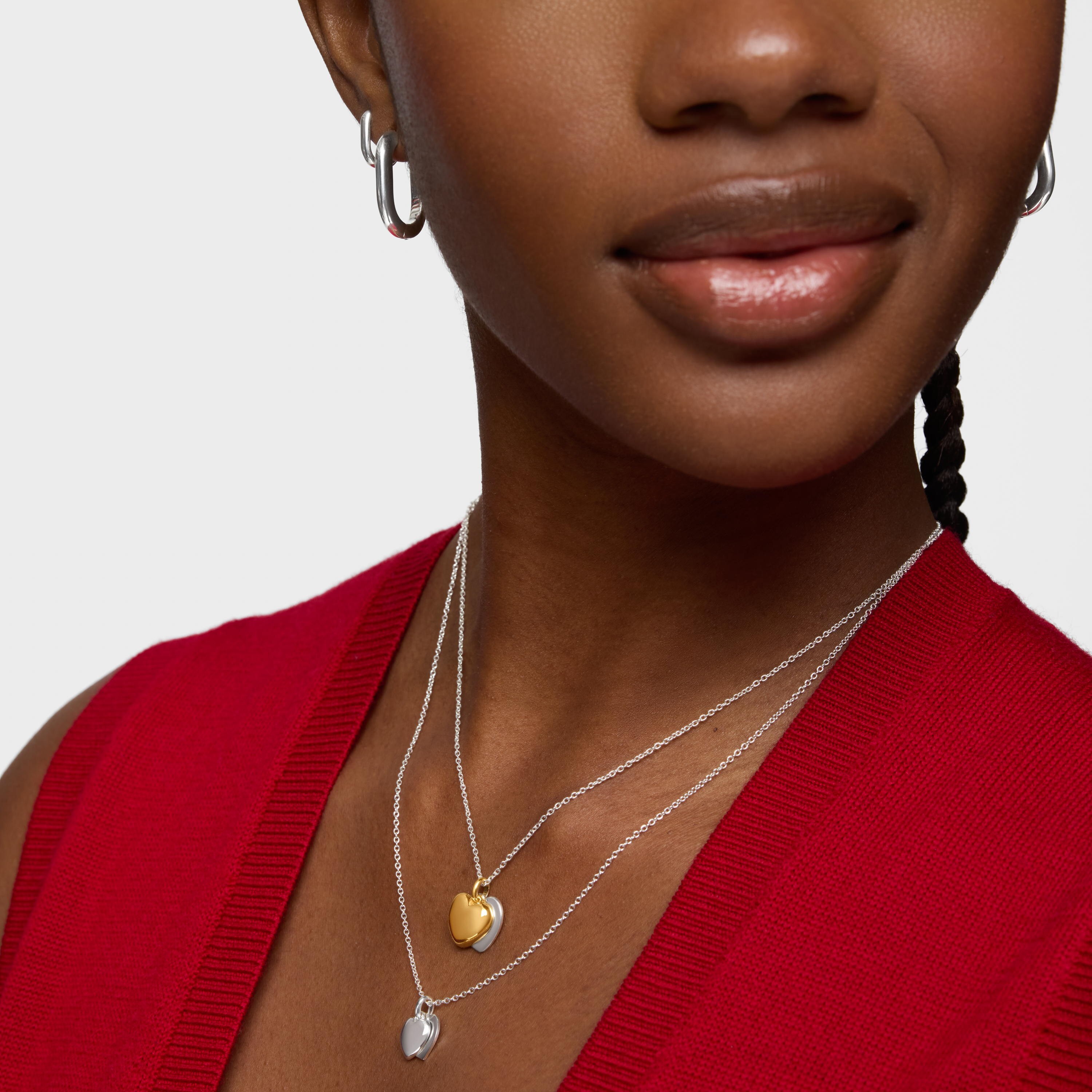 9 mm silver double-heart Necklace TOUS Flechazo