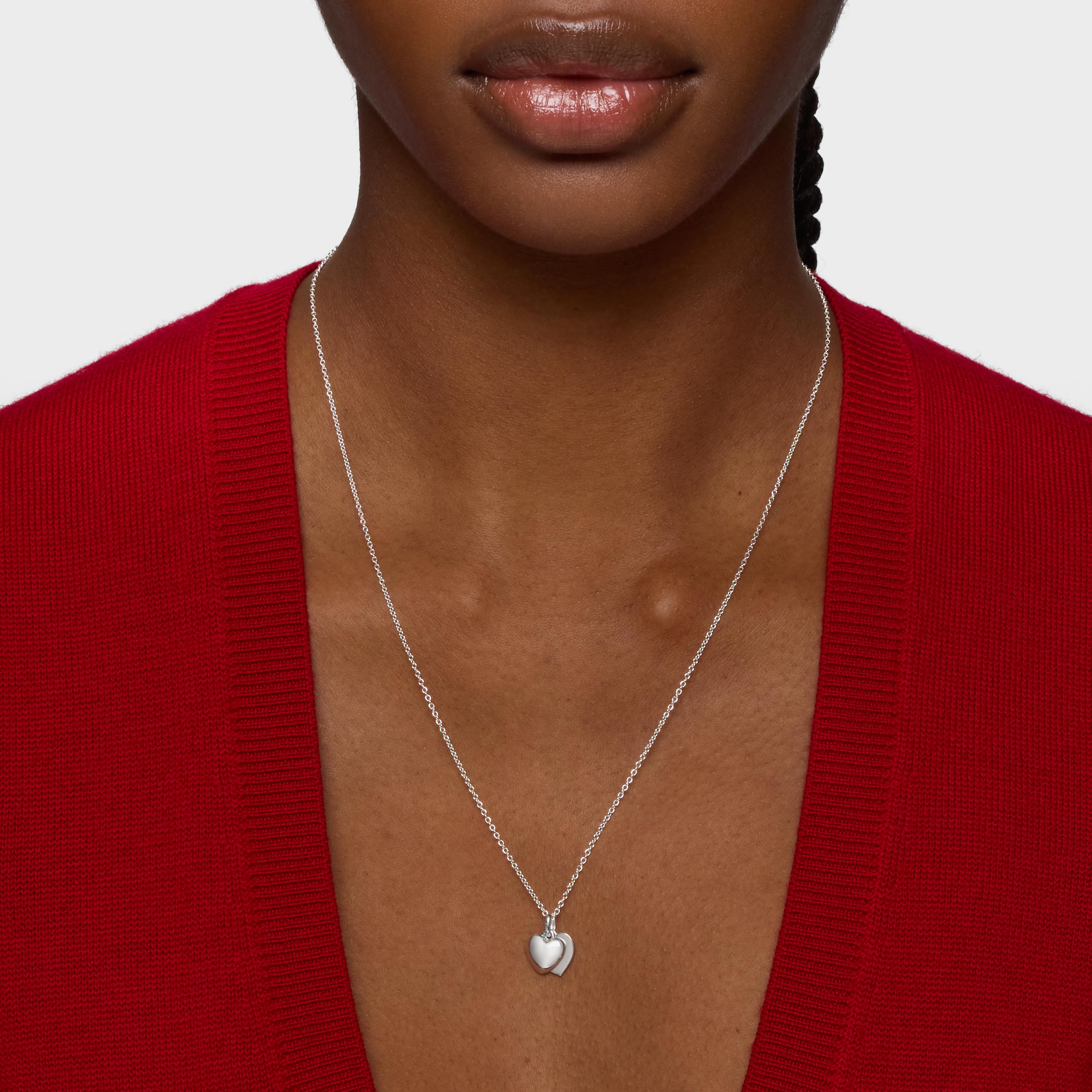 9 mm silver double-heart Necklace TOUS Flechazo