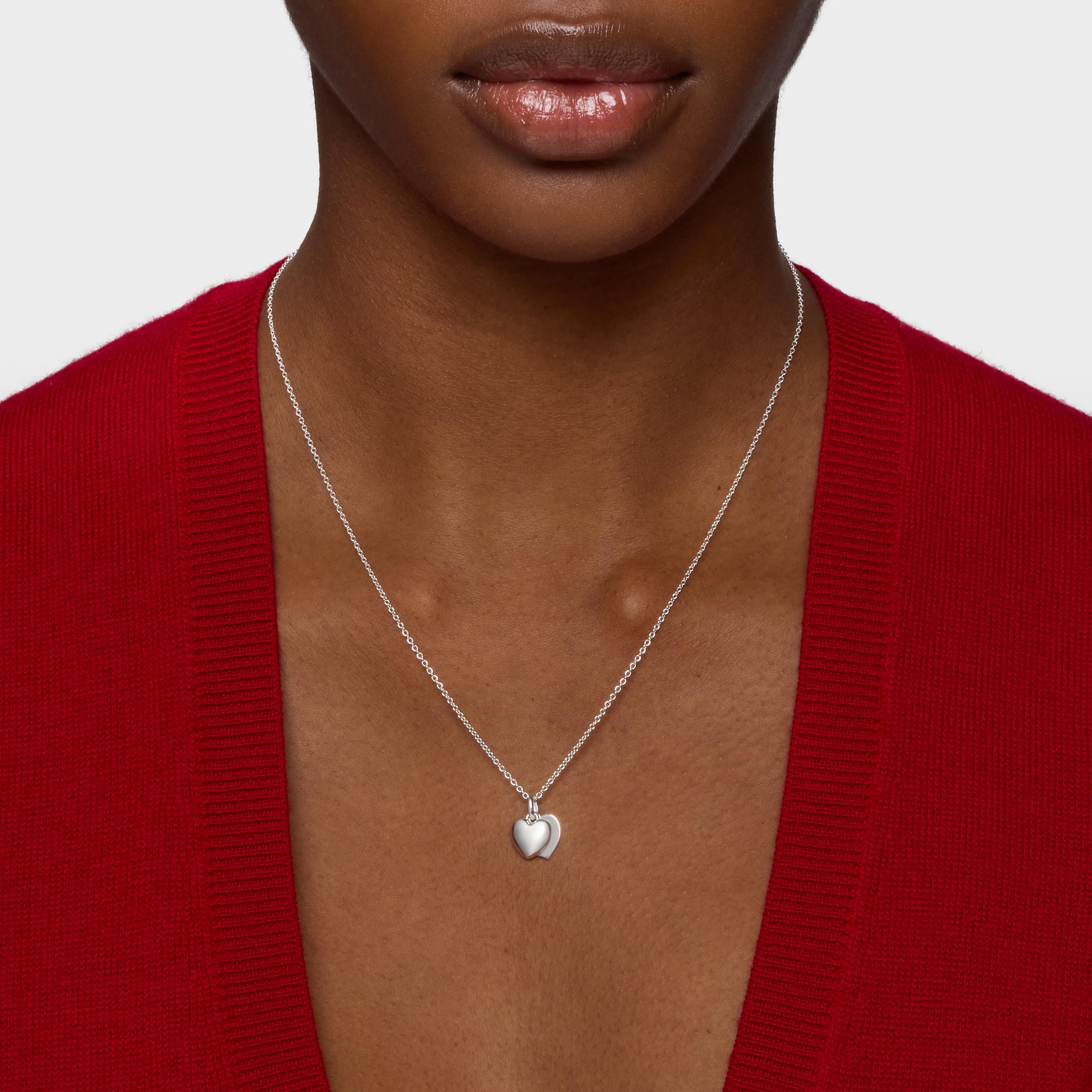 9 mm silver double-heart Necklace TOUS Flechazo