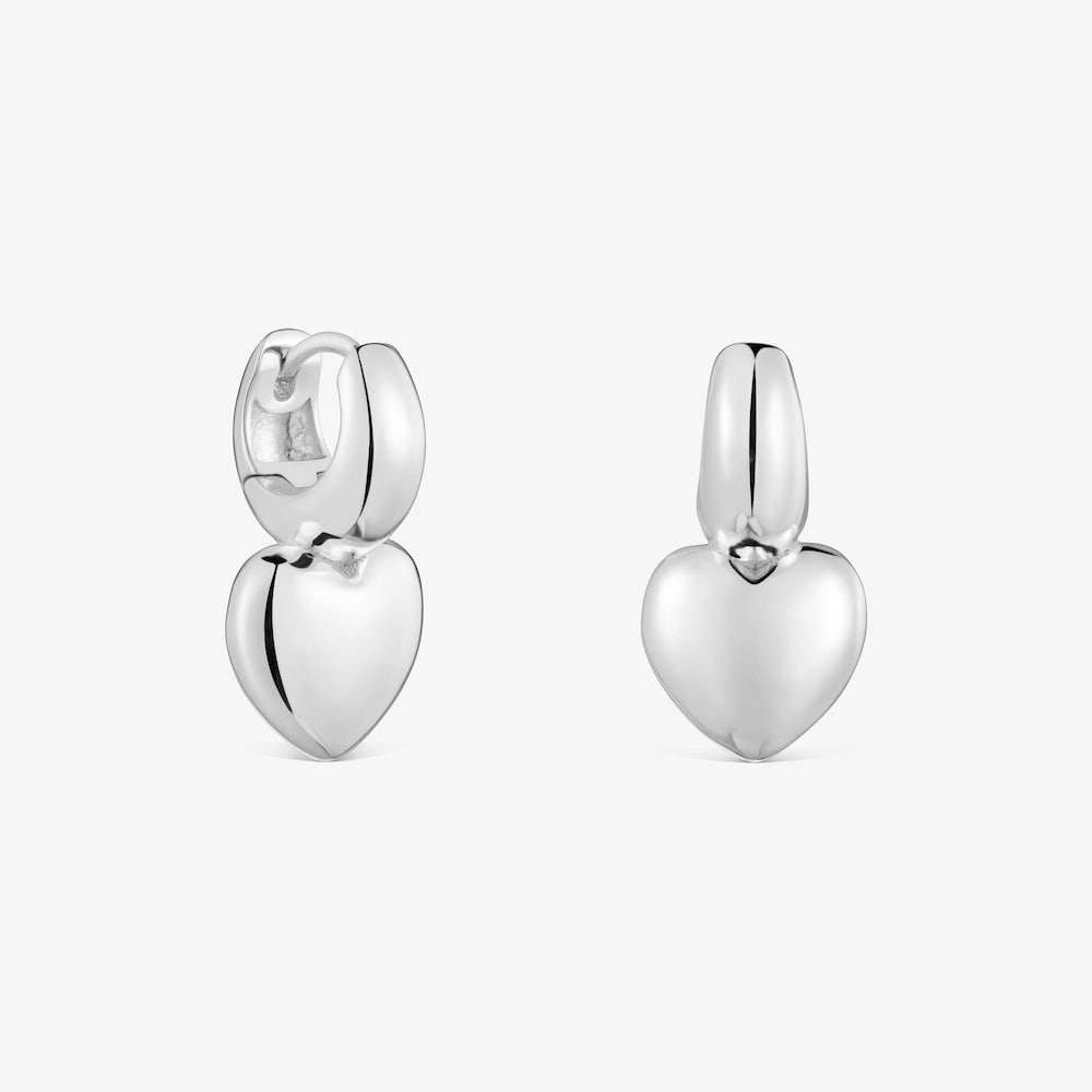 Boucles d&rsquo;oreilles anneaux en argent motif c&oelig;ur TOUS Flechazo